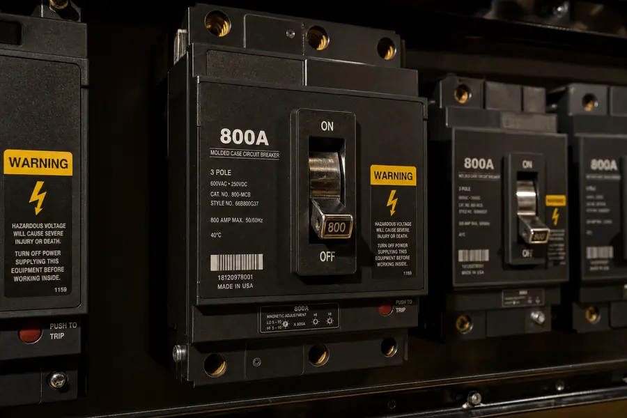 Industrial circuit breaker close-up